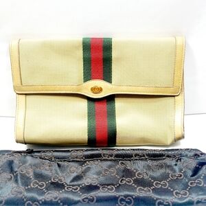 Gucci Canvas Leather Clutch Bag